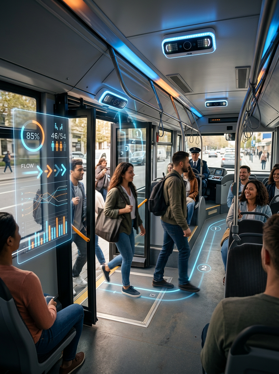 Sistema contador de pasajeros para transporte público